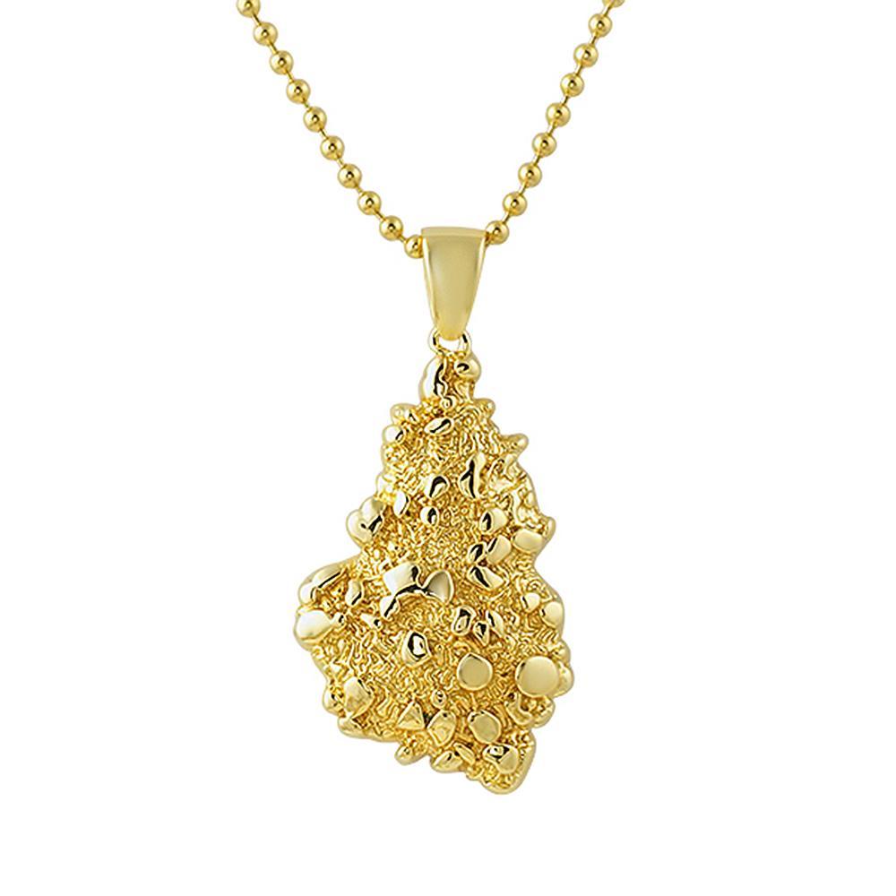 Gold Nugget Detailed Pendant HipHopBling