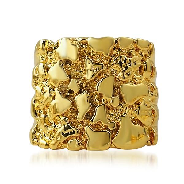 Gold Nugget Detailed Ring 7 HipHopBling