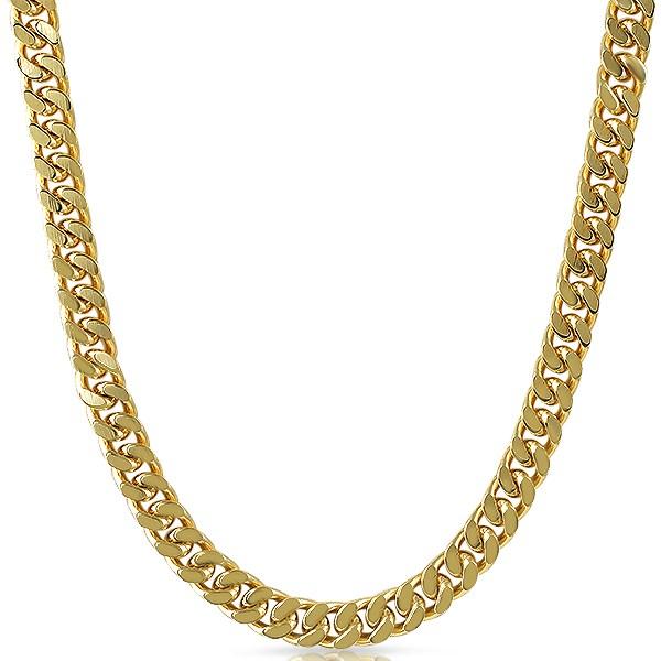 Gold Plated Cuban Box Chain Necklace 8MM 24" HipHopBling