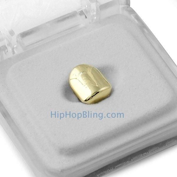 Gold Single Tooth Cap Grillz HipHopBling