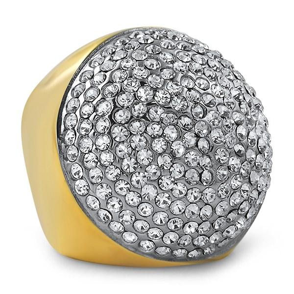 Gold Stainless Steel Bling Ring 7 HipHopBling