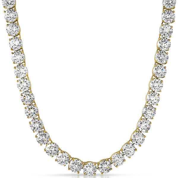 Gold Steel 8MM CZ Bling Bling 1 Row Tennis Chain HipHopBling
