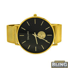 Gold Subdial Mesh Band Watch Black Dial HipHopBling