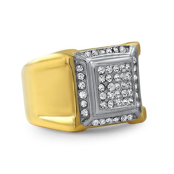 Gold Swag Stainless Steel Bling Ring 8 HipHopBling