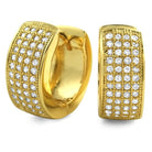 Gold Thick 4 Row Hoops CZ Huggie Earrings HipHopBling