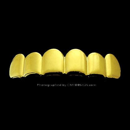 Gold Tone Grills Iced Out Teeth HipHop Grillz HipHopBling