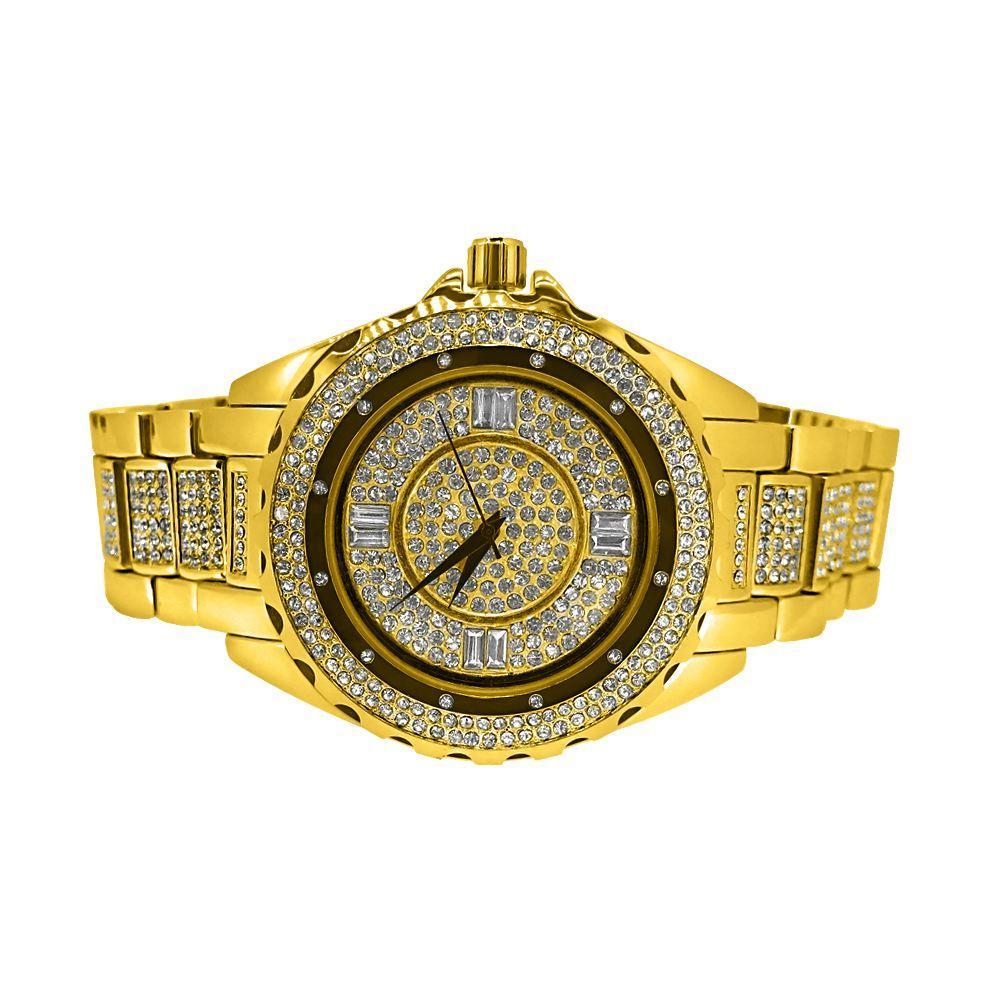Gold Unique Bling Bling Watch Bracelet Set HipHopBling