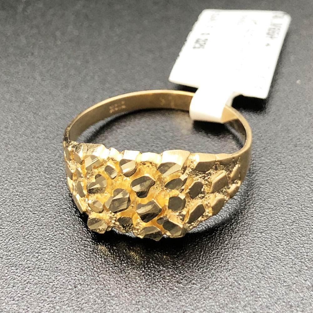 Golden Nugget Small 10K Yellow Gold Ring HipHopBling