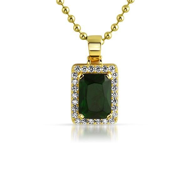 Green Gem .925 Silver Hip Hop Pendant HipHopBling