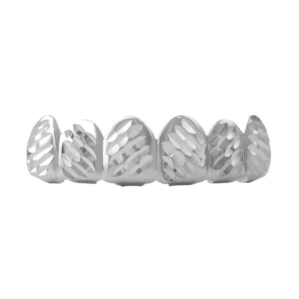 Grillz Diagonal Diamond Cut in Rhodium Top HipHopBling