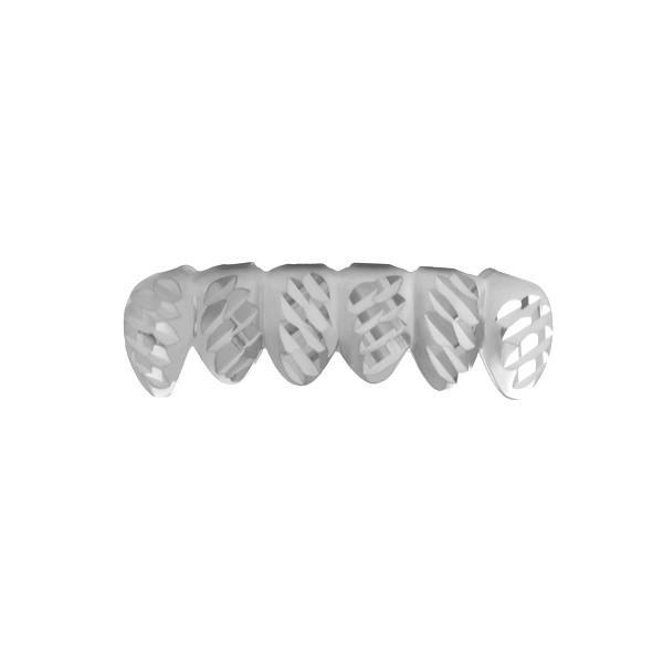 Grillz Rhodium Diagonal Diamond Cut Bottom HipHopBling