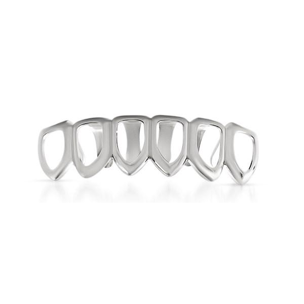 Grillz Silver 6 Tooth Outline Bottom Teeth HipHopBling