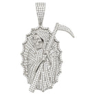 Grim Reaper VVS CZ Hip Hop Iced Out Pendant White Gold HipHopBling