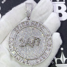 Grind Hard 24/7 CZ Hip Hop Bling Iced Out Pendant Yellow Gold HipHopBling