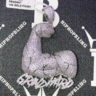 Grind Hard Muscles CZ Hip Hop Bling Bling Pendant White Gold HipHopBling