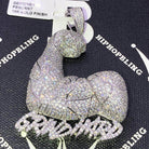 Grind Hard Muscles CZ Hip Hop Bling Bling Pendant Yellow Gold HipHopBling