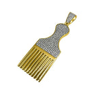Hair Pic Barber Gold CZ Bling Bling Pendant HipHopBling