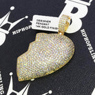 Half Broken Heart CZ Hip Hop Bling Bling Pendant Yellow Gold HipHopBling