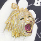 Half Man Half Beast CZ Hip Hop Bling Bling Pendant White Gold HipHopBling