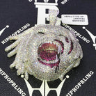Half Man Half Beast CZ Hip Hop Bling Bling Pendant White Gold HipHopBling