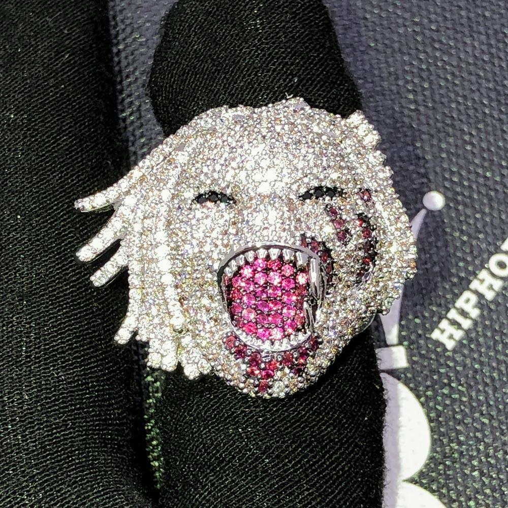 Half Man Half Beast Iced Out Hip Hop Ring White Gold 7 HipHopBling