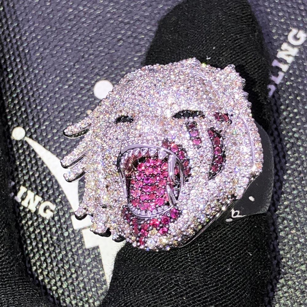 Half Man Half Beast Iced Out Hip Hop Ring White Gold 7 HipHopBling