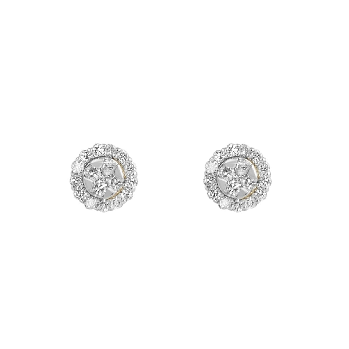 Halo Cluster Diamond Earrings .55cttw 10K Yellow Gold HipHopBling