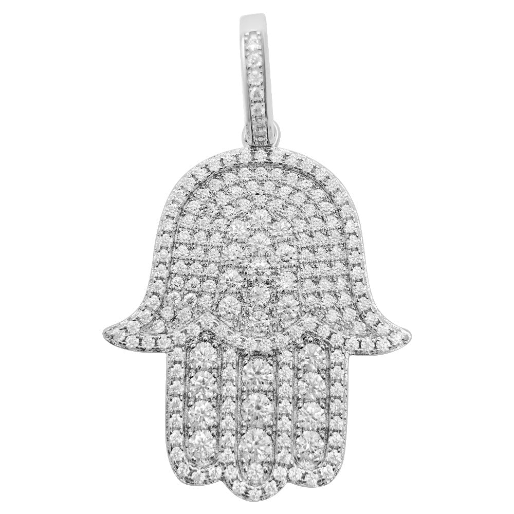 Hamsa 2.85 Carat VVS Moissanite Pendant .925 Sterling Silver HipHopBling