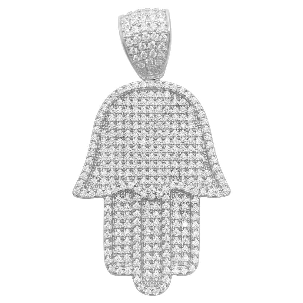 Hamsa 3.20 Carat VVS Moissanite Pendant .925 Sterling Silver HipHopBling
