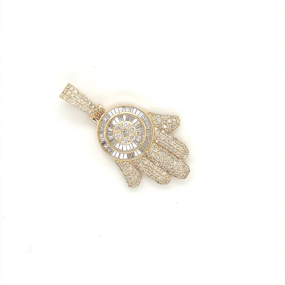 Hamsa Baguette 2.88cttw Diamond Pendant 10K Gold 10K Yellow Gold HipHopBling