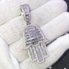 Hamsa Baguette CZ Hip Hop Bling Iced Out Pendant Yellow Gold HipHopBling