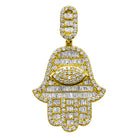 Hamsa Baguette Diamond Pendant 2.00cttw 10K Yellow Gold HipHopBling