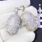 Hamsa Baguette Edge CZ Hip Hop Bling Bling Pendant Yellow Gold HipHopBling