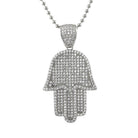 Hamsa Bling Bling Rhodium Pave Ice Pendant HipHopBling