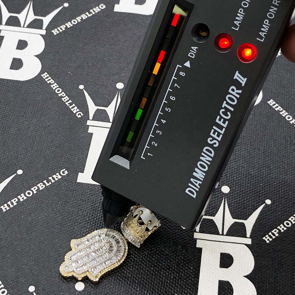 Hamsa Crown Baguette Diamond Pendant 1.80cttw 10K Yellow Gold HipHopBling