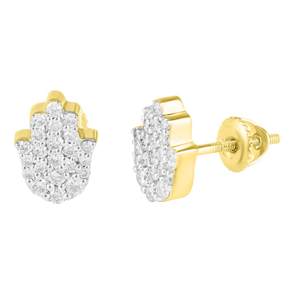 Hamsa Diamond Earrings .39cttw 10K Yellow Gold HipHopBling