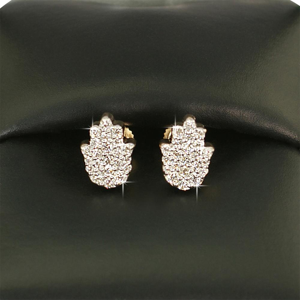 Hamsa Diamond Earrings .39cttw 10K Yellow Gold HipHopBling