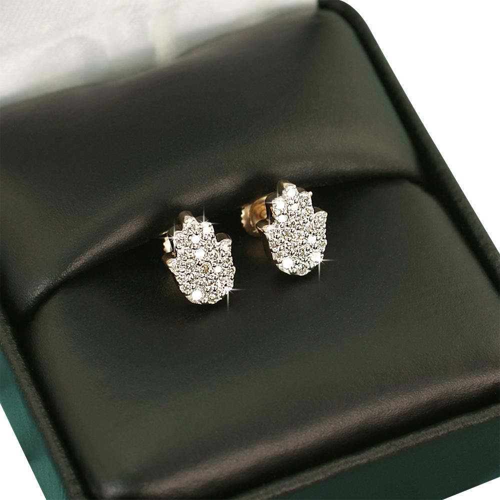 Hamsa Diamond Earrings .39cttw 10K Yellow Gold HipHopBling