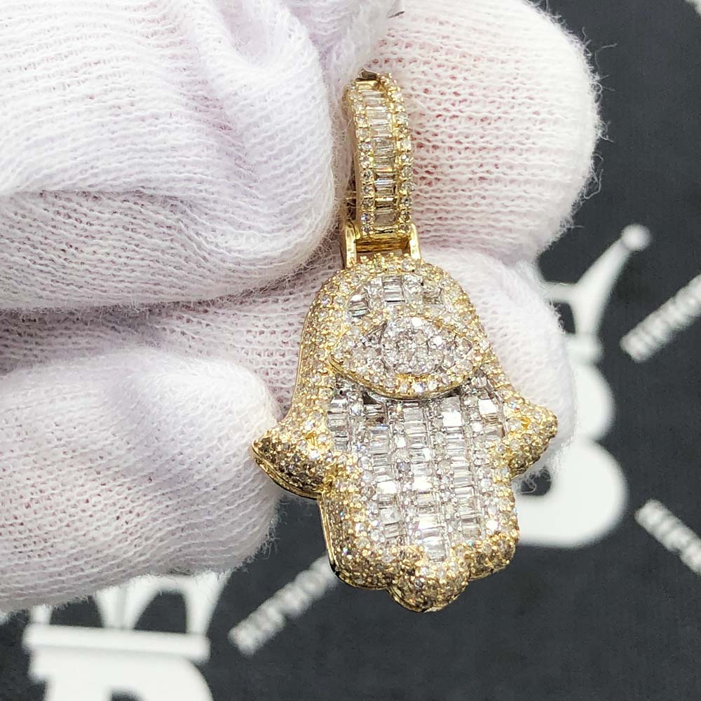 Hamsa Diamond Pendant 1.33cttw 10K Yellow Gold HipHopBling