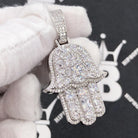 Hamsa Ice Medley CZ Hip Hop Bling Iced Out Pendant Yellow Gold HipHopBling
