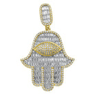 Hamsa Large Baguette CZ Hip Hop Iced Out Pendant Yellow Gold HipHopBling