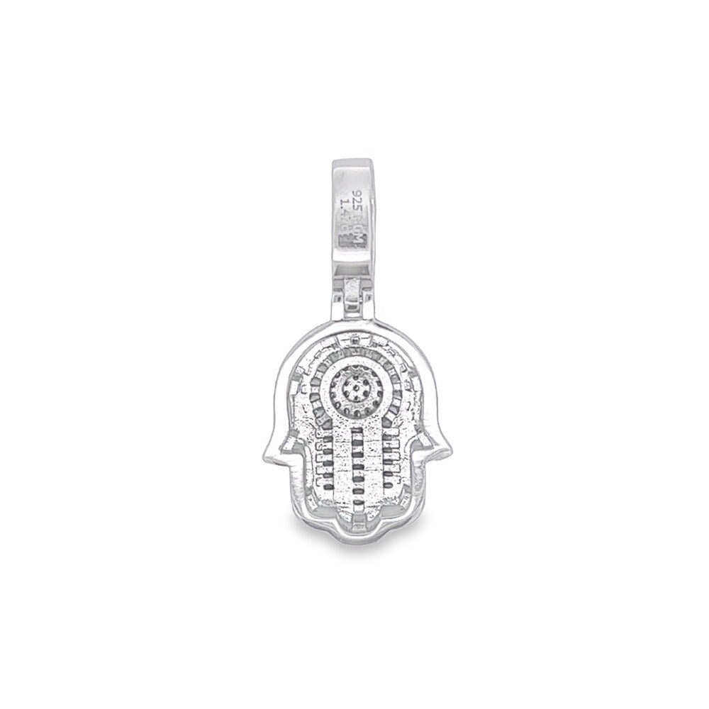 Hamsa Mini Baguette VVS Moissanite Pendant .925 Sterling Silver HipHopBling