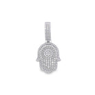 Hamsa Mini Baguette VVS Moissanite Pendant .925 Sterling Silver HipHopBling