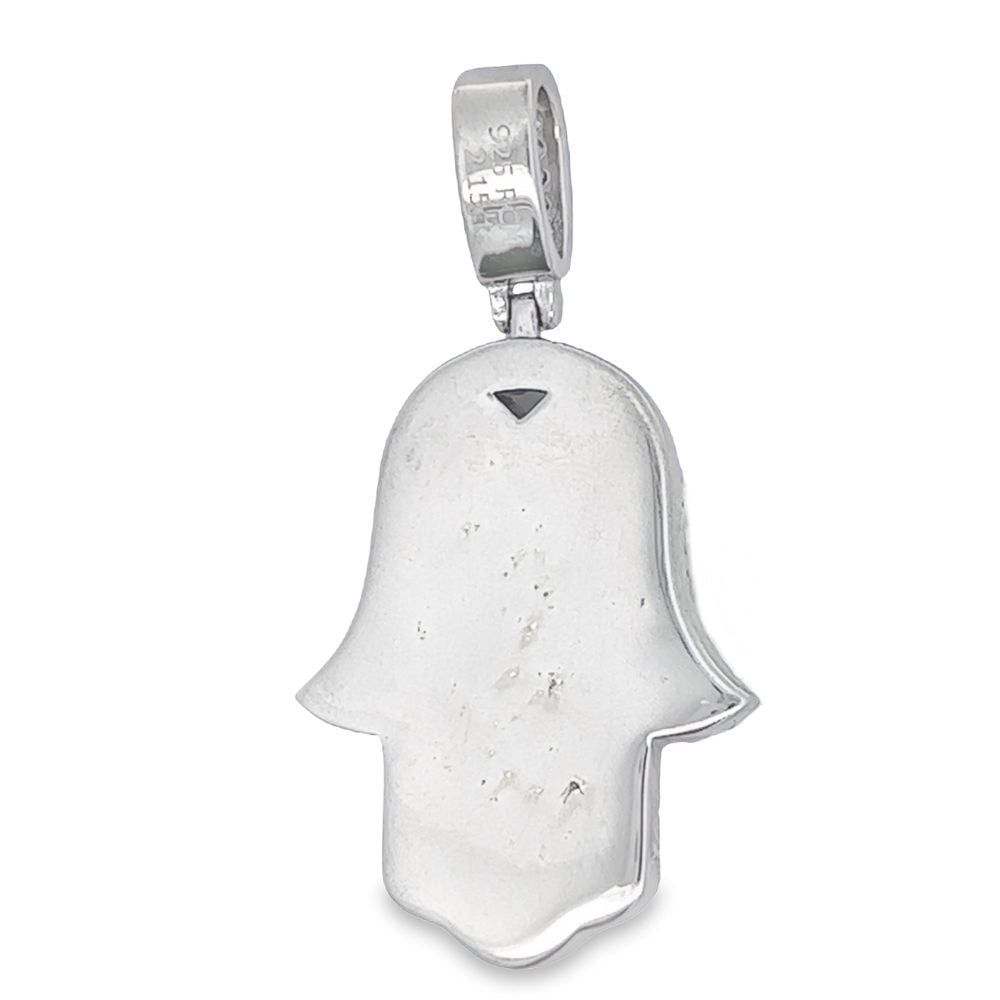Hamsa SOLID BACK 2.15 Carat VVS Moissanite Pendant .925 Sterling Silver HipHopBling