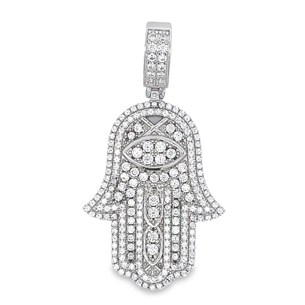 Hamsa SOLID BACK 2.15 Carat VVS Moissanite Pendant .925 Sterling Silver HipHopBling