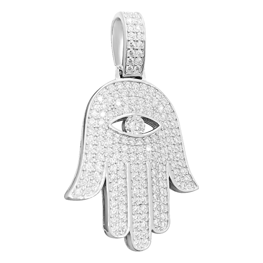 Hamsa VVS Moissanite Pendant .925 Sterling Silver HipHopBling