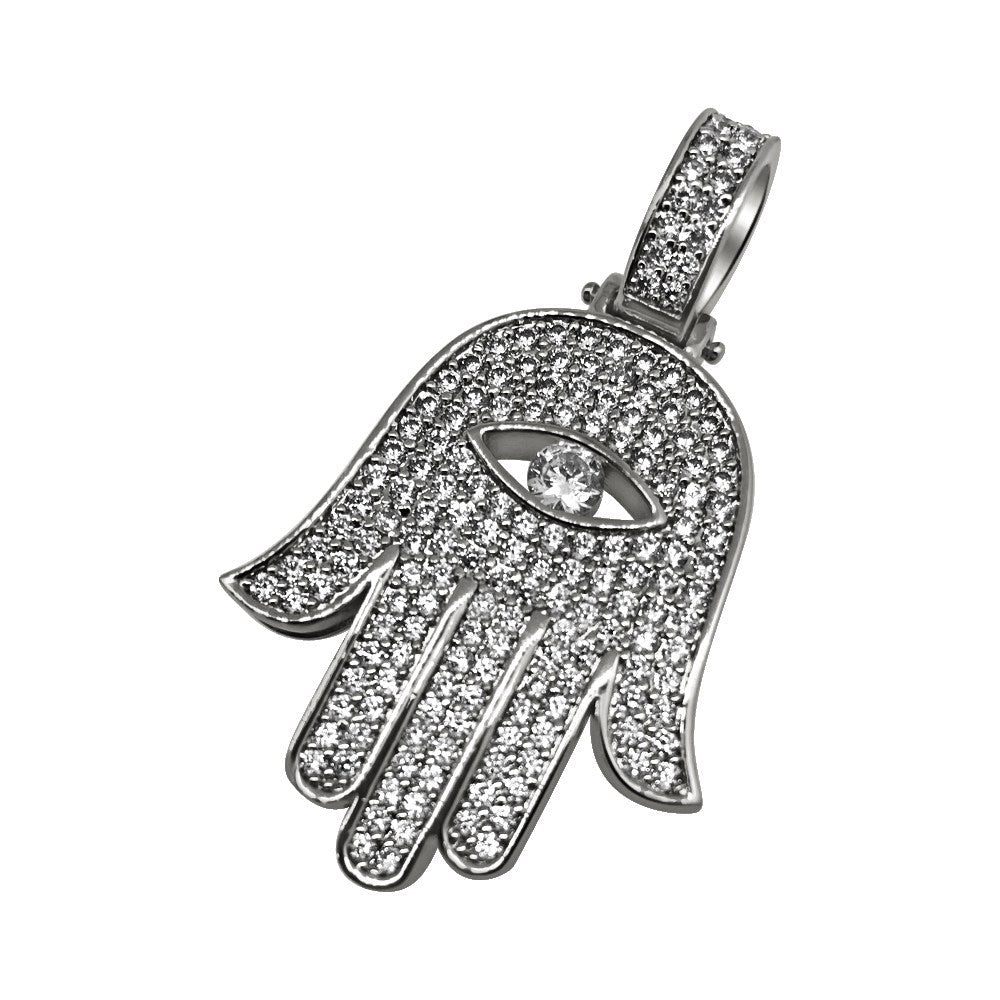 Hamsa VVS Moissanite Pendant .925 Sterling Silver HipHopBling