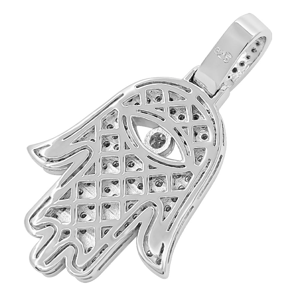 Hamsa VVS Moissanite Pendant .925 Sterling Silver HipHopBling