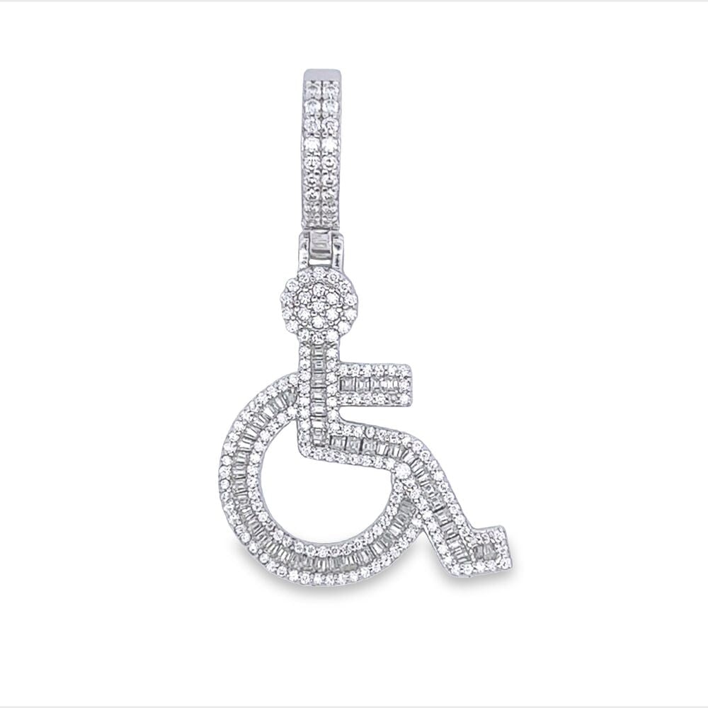 Handicap Baguette VVS Moissanite Pendant 1.89cttw .925 Sterling Silver HipHopBling