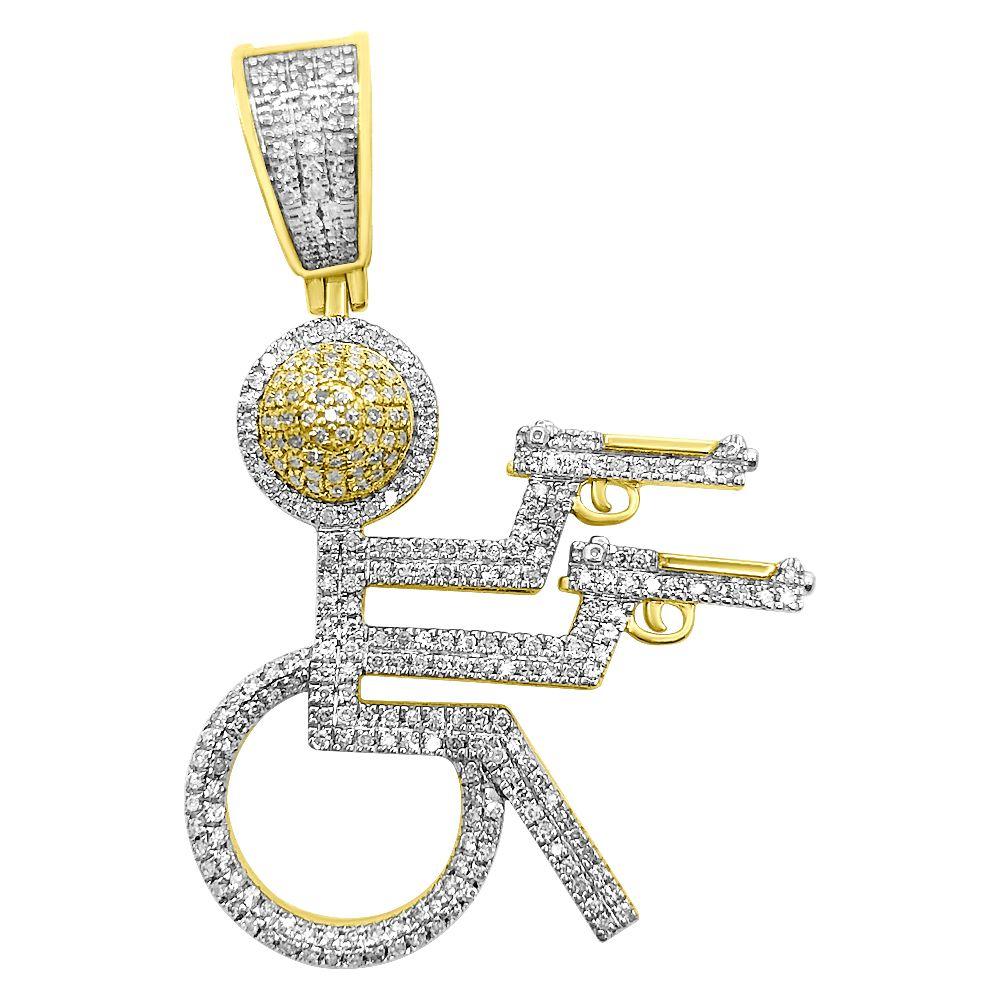 Handicap Guns Diamond Pendant .65cttw 10K Yellow Gold HipHopBling